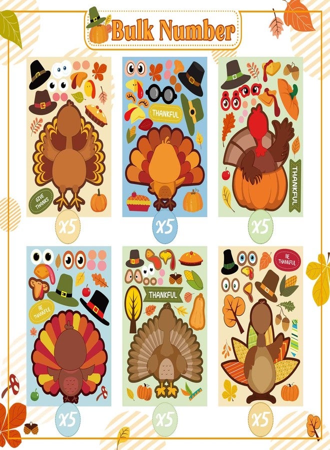 DUJAA 30 Sheet Turkey Stickers Thanksgiving Stickers for Kids, Thanksgiving Party Favors Supplies Sticker for Kids Turkey Games Crafts Sticker Autumn Fall Harvest Thanksgiving Decorations - Image 4